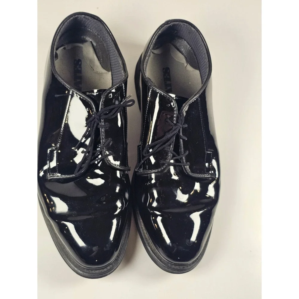 Bates Lites Mens High Gloss Oxford Uniform Shoes Black Patent Leather E00941